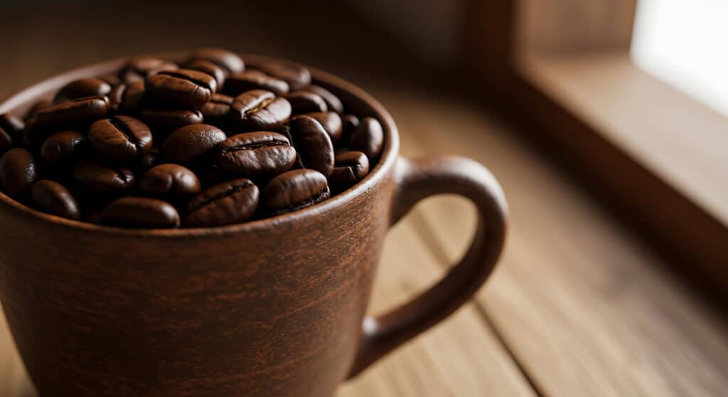 cafeína numa xícara de café